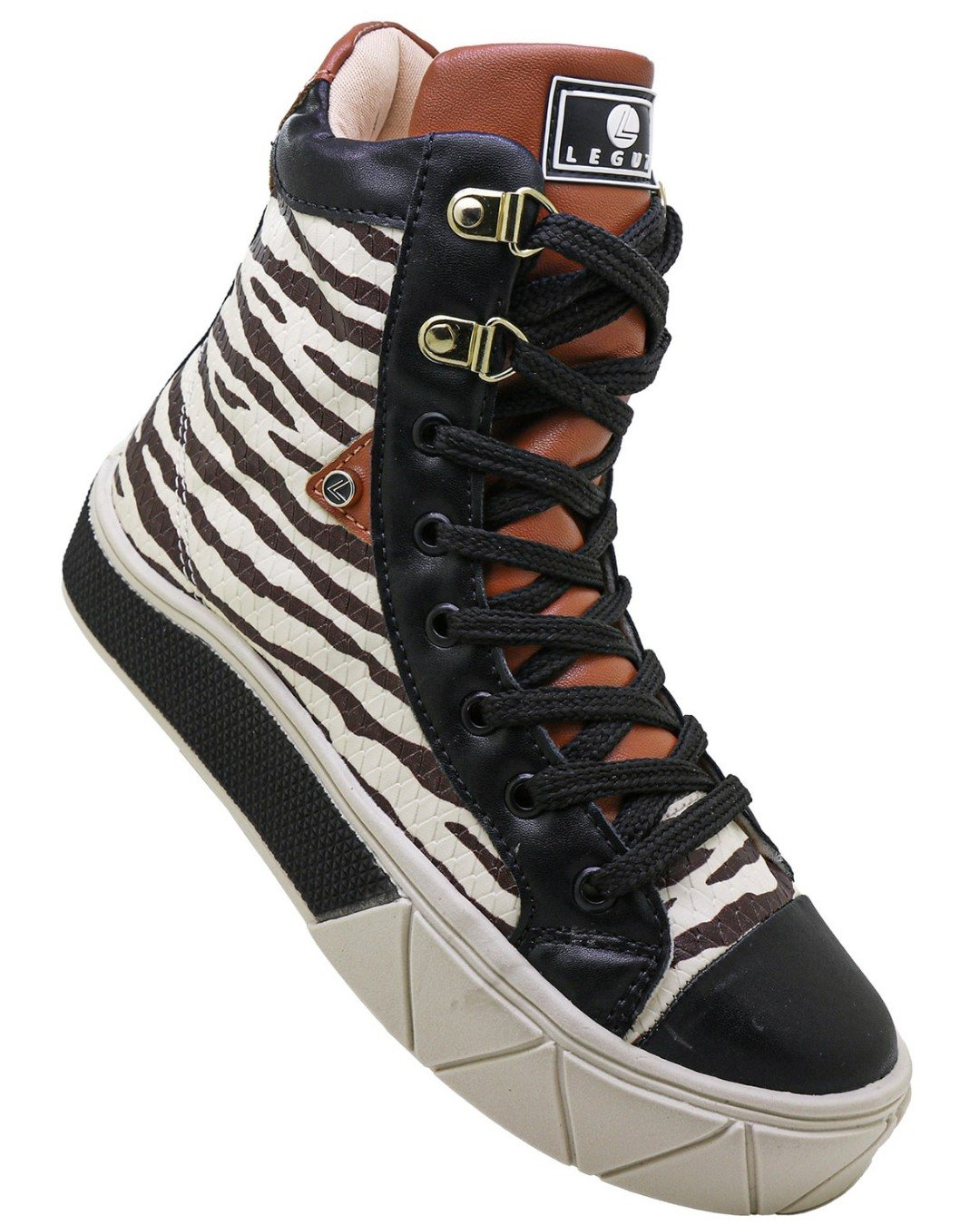 Tênis Casual Urban Boot Animal Print Zebra E Preto - Legut