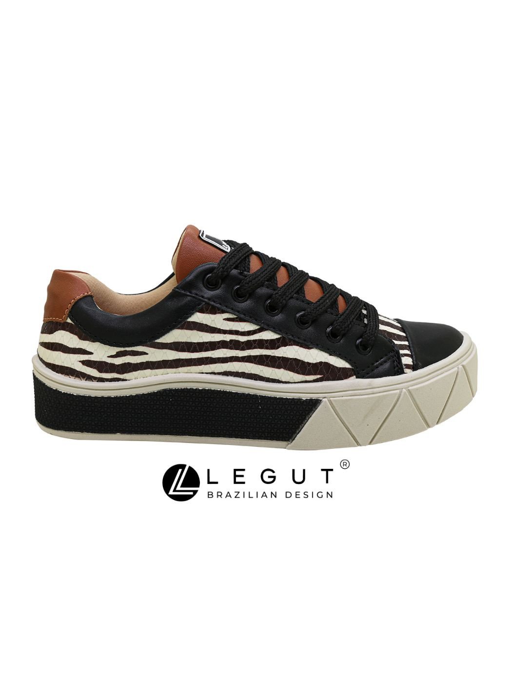 Tênis Casual Urban Boot Animal Print Zebra E Preto - Legut