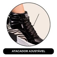 tenis casual street preto e animal print legut 1det